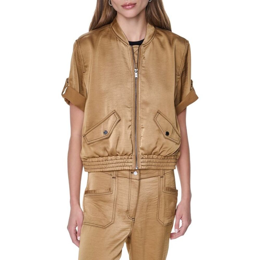 Dkny Womens 3/4 Roll Tab Jacket, Brown